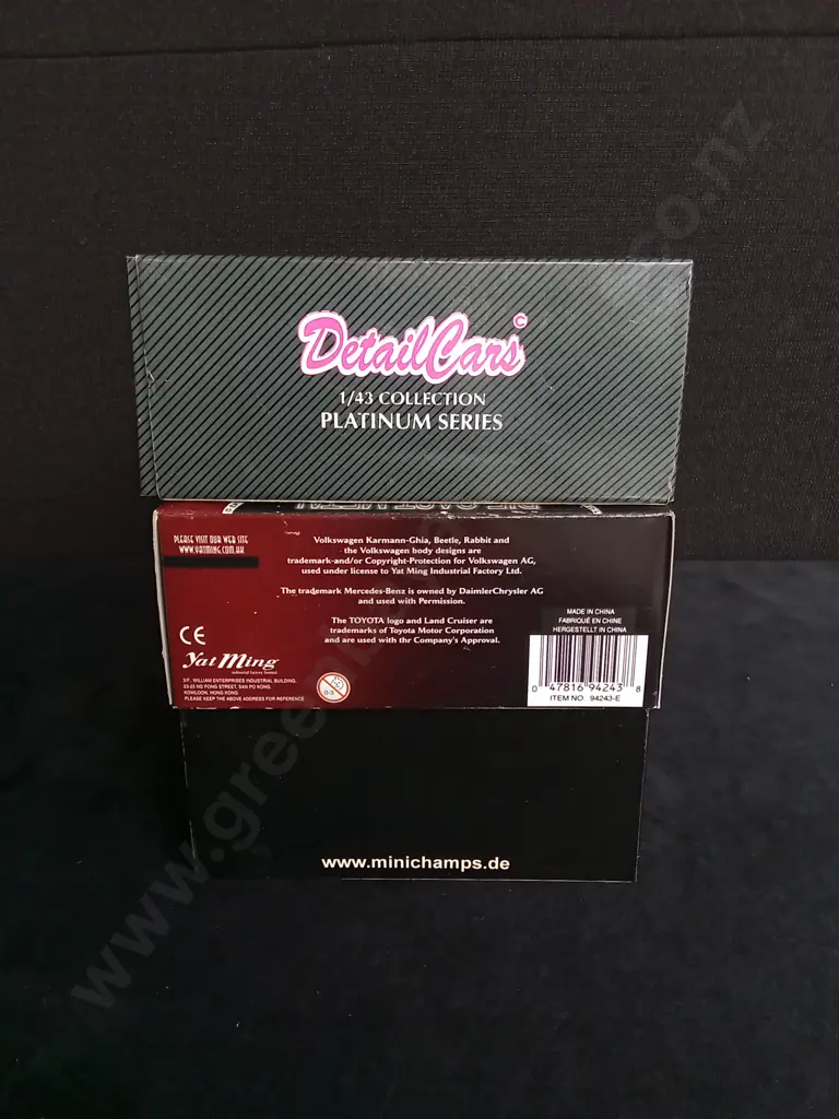 3 1:43 SCALE VOLKSWAGEN BEETLE MODELS BY DETAIL CARS, ROAD AND MINICHAMPS BOXED Image 1++