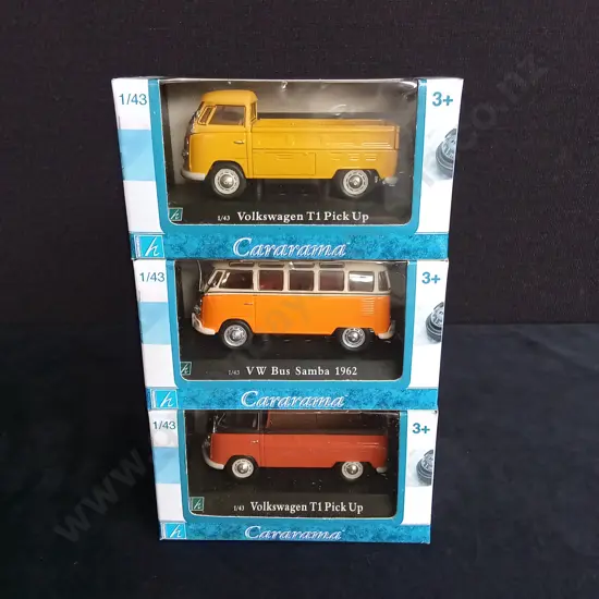 3 1:43 SCALE CARARAMA VOLKSWAGEN MODELS BOXED