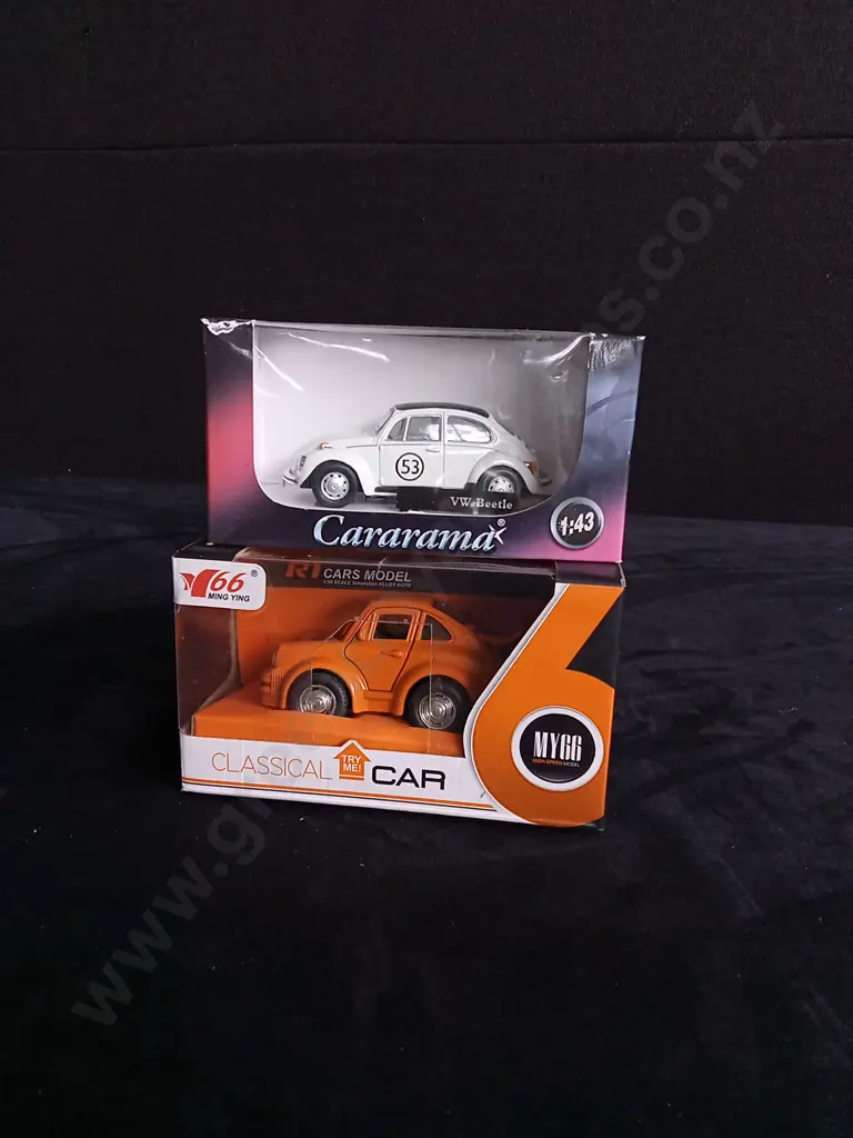 1 1:43 SCALE CARARAMA VOLKSWAGEN BEETLE AND 1 1:38 SCALE MY66 MING YING, BOXED Image 1++