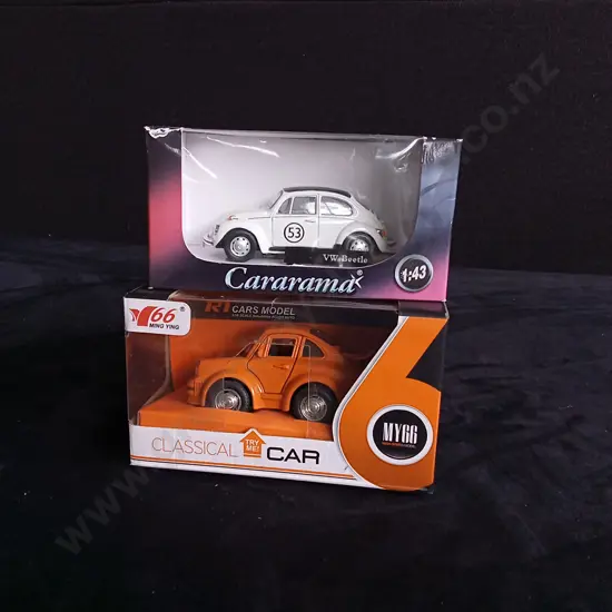 1 1:43 SCALE CARARAMA VOLKSWAGEN BEETLE AND 1 1:38 SCALE MY66 MING YING, BOXED