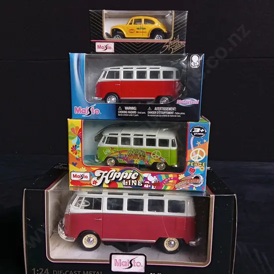 4 1:64 TO 1:24 SCALE MAISTO VOLKSWAGEN MODELS, BOXED