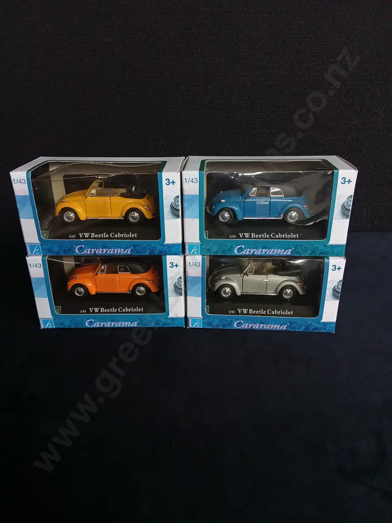 4 1:43 SCALE CARARAMA VOLKSWAGEN BEETLE CABRIOLET BOXED Image 1++