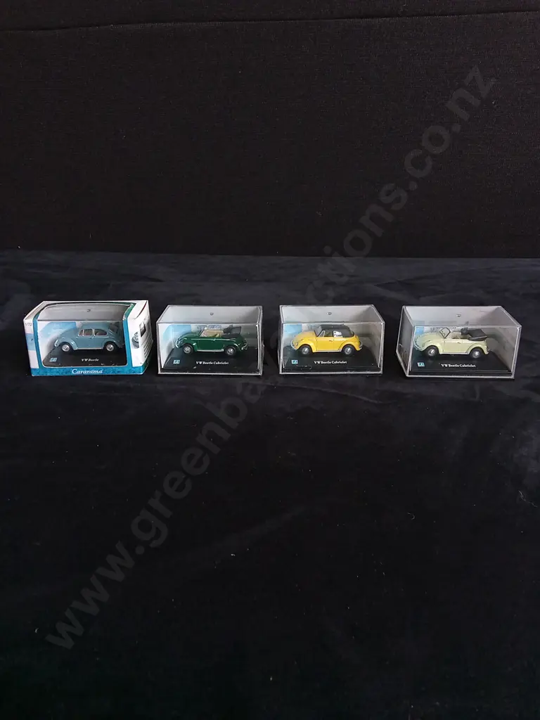 4 1:72 SCALE CARARAMA VOLKSWAGEN BEETLE MODELS, BOXED Image 1++