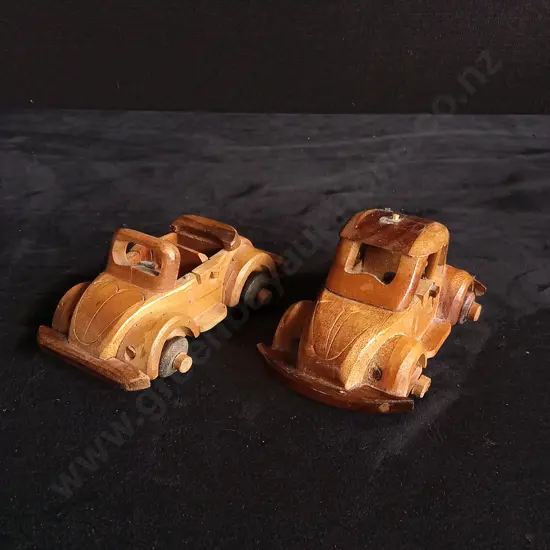 2 VINTAGE WOODEN CAR MODELS