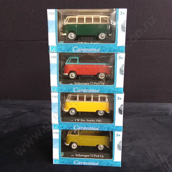 4 1:43 SCALE CARARAMA VOLKSWAGEN MODELS, BOXED
