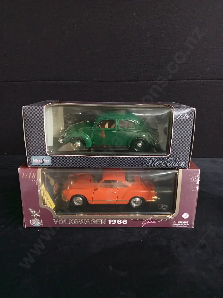 2 1:18 SCALE VOLKSWAGEN MODELS, MAISTO AND ROAD LEGENDS, BOXED Image 1++
