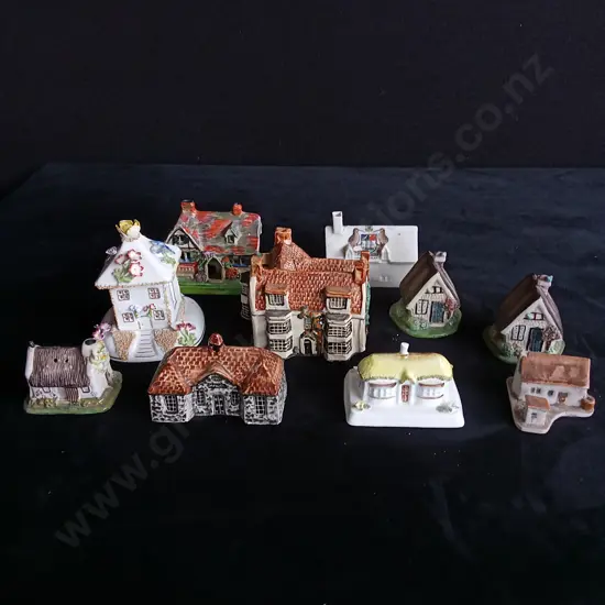 10 MINIATURE HOUSE ORNAMENTS