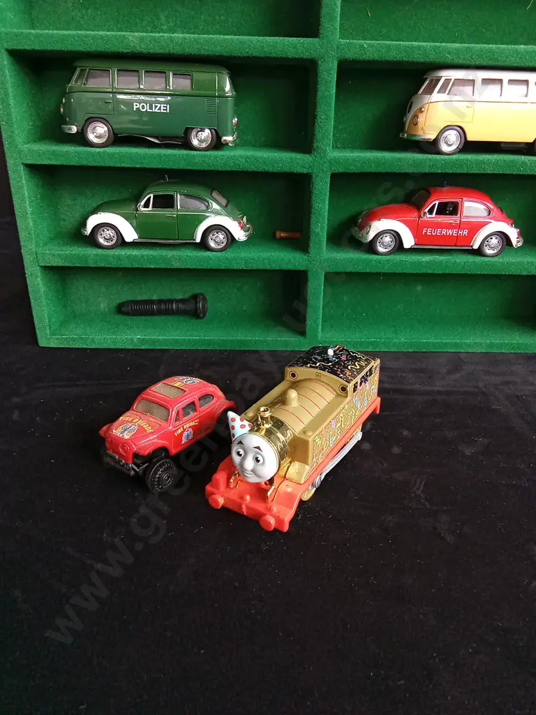 MIX OF MODEL CARS IN DISPLAY CASE Image 1++