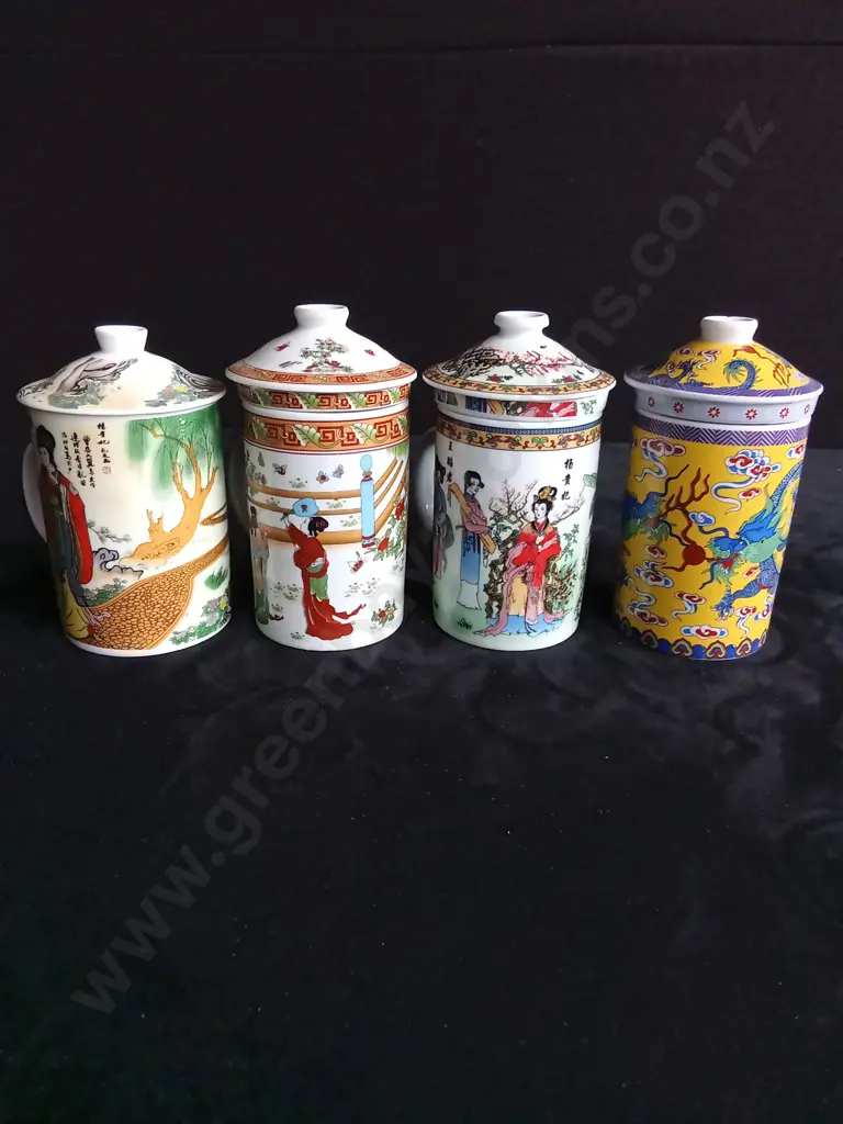 4 CHINESE PORCELAIN TEA MUGS Image 1++