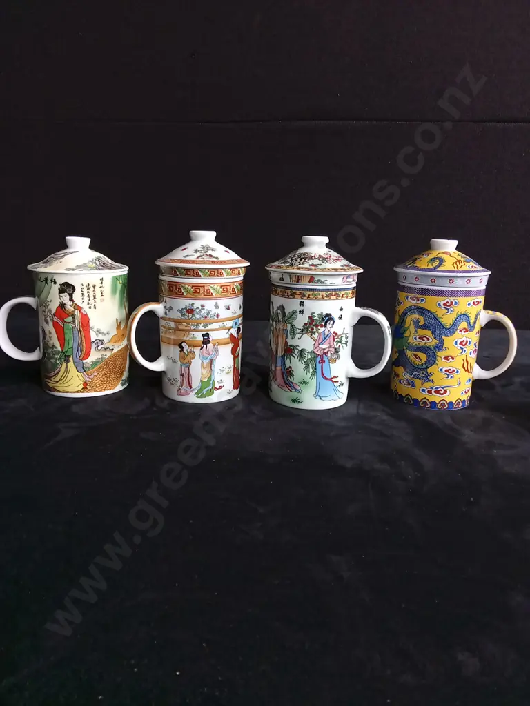 4 CHINESE PORCELAIN TEA MUGS Image 1++