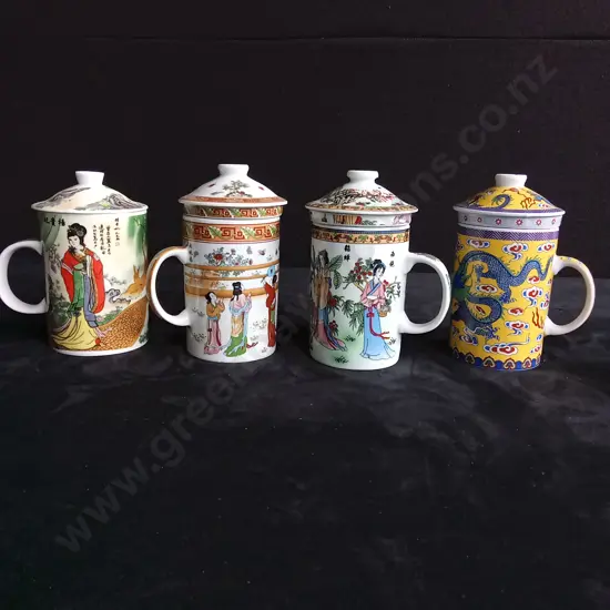 4 CHINESE PORCELAIN TEA MUGS