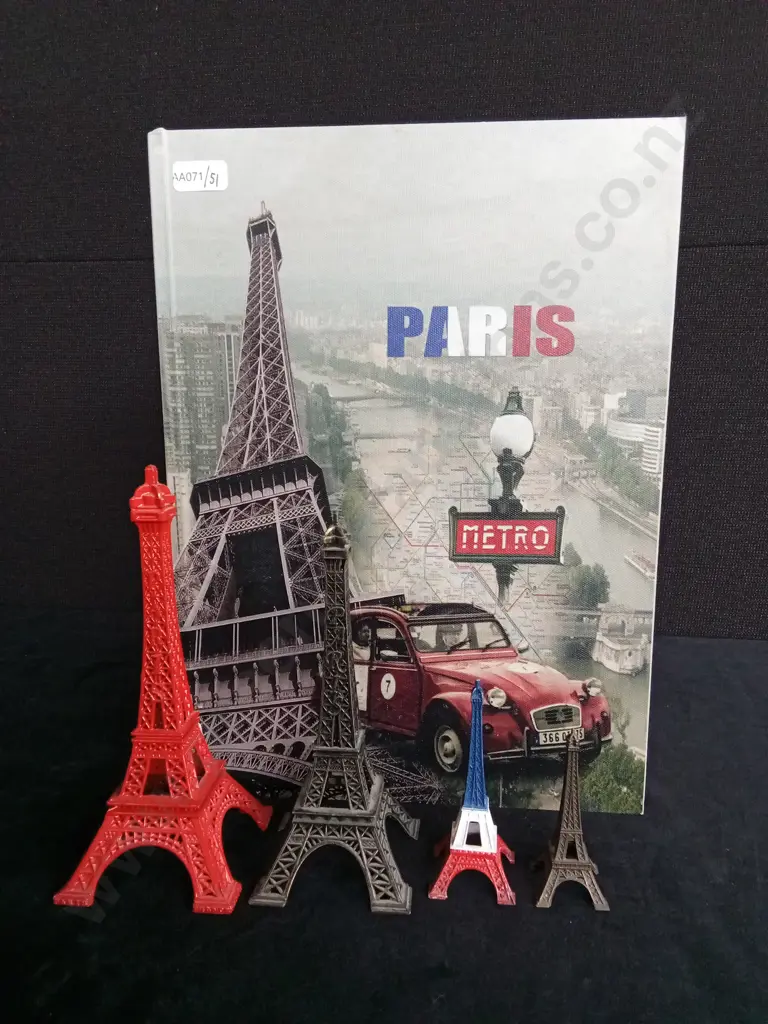 PARIS BOOK BOX AND 4 EIFFEL TOWERS TALLEST 19CM Image 1++