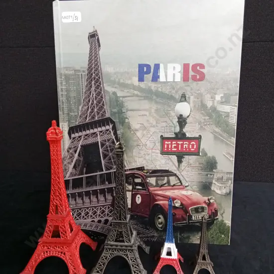 PARIS BOOK BOX AND 4 EIFFEL TOWERS TALLEST 19CM
