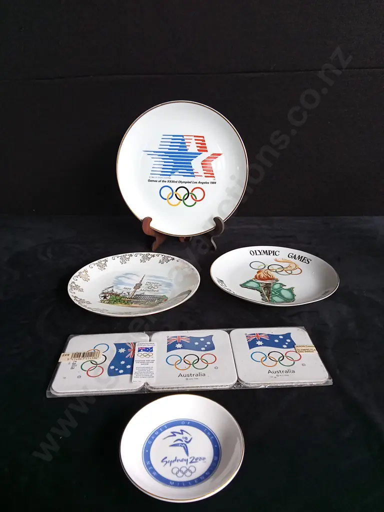 5 DECORATIVE OLYMPICS PLATES AND COASTERS Image 1++