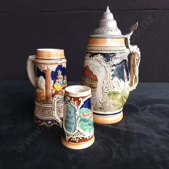 3 VINTAGE GERMAN STEINS