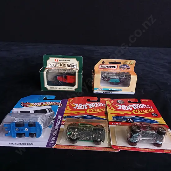 5 1:64 COLLECTABLE DIECAST MODELS MATCHBOX AND HOT WHEELS, PACKAGED