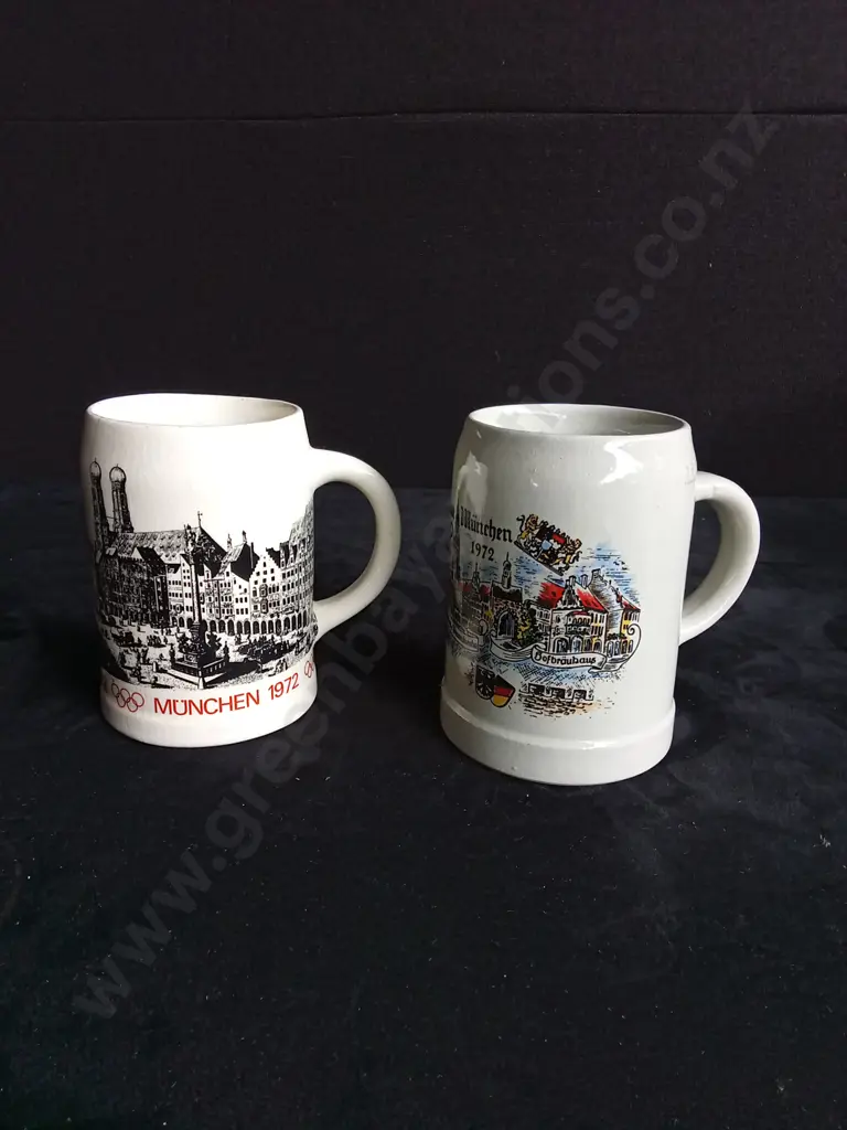 2 VINTAGE OLYMPICS BEER MUGS Image 1++