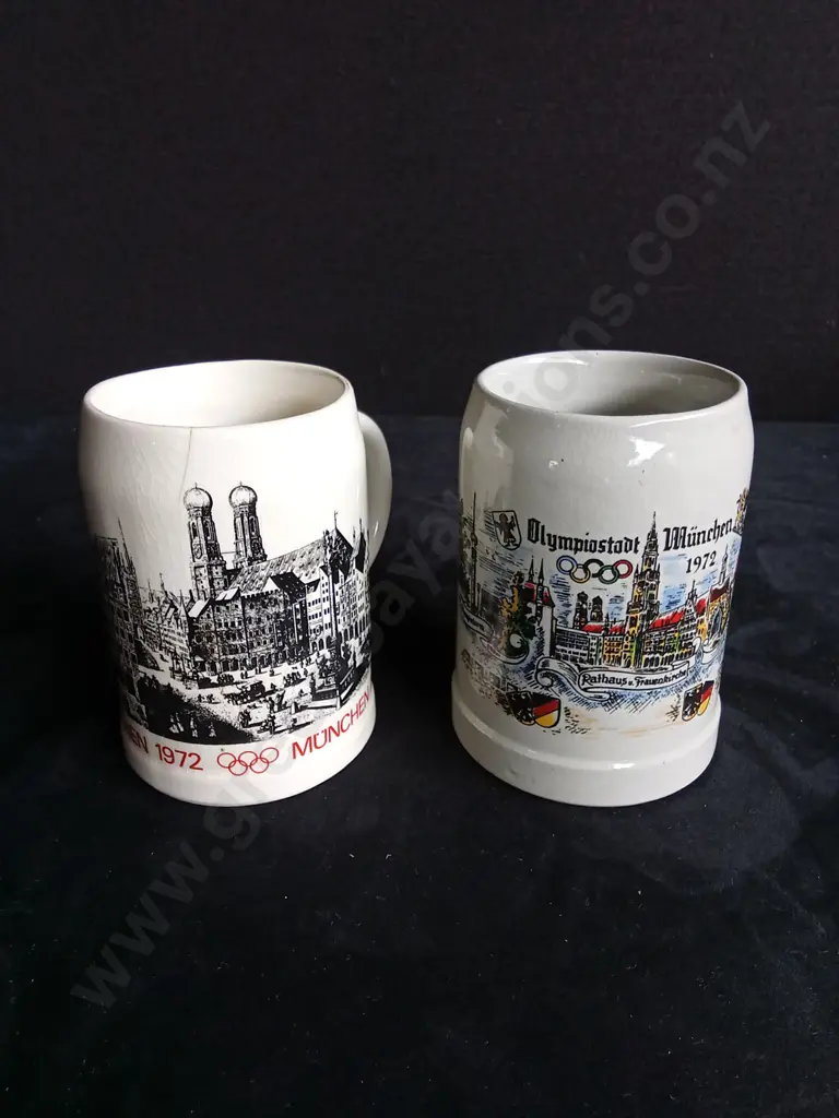 2 VINTAGE OLYMPICS BEER MUGS Image 1++