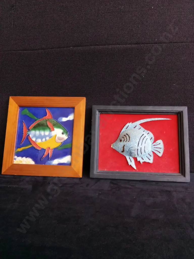 2 PIECES FISH ART WORKS FRAMED Image 1++