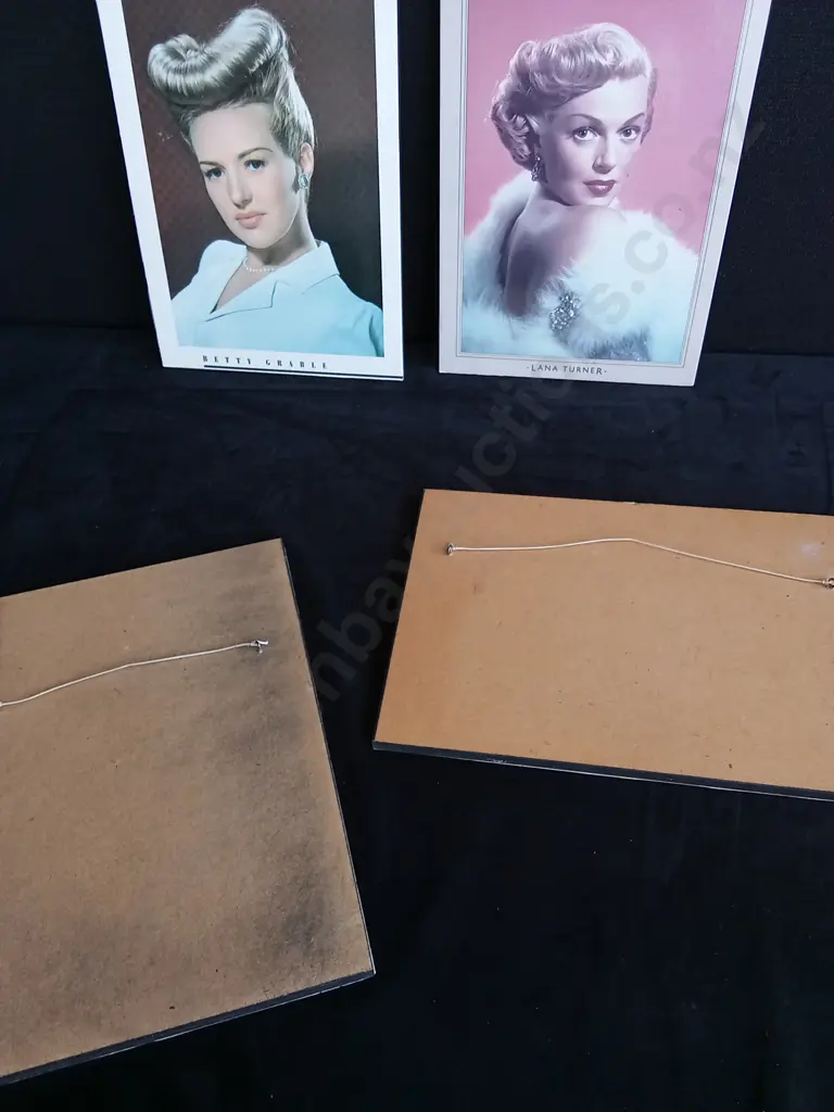 4 PIECES WOODEN OLD HOLLYWOOD PRINTS Image 1++