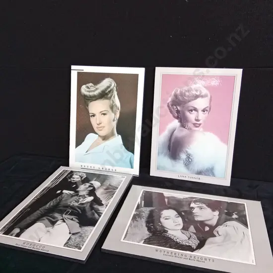 4 PIECES WOODEN OLD HOLLYWOOD PRINTS