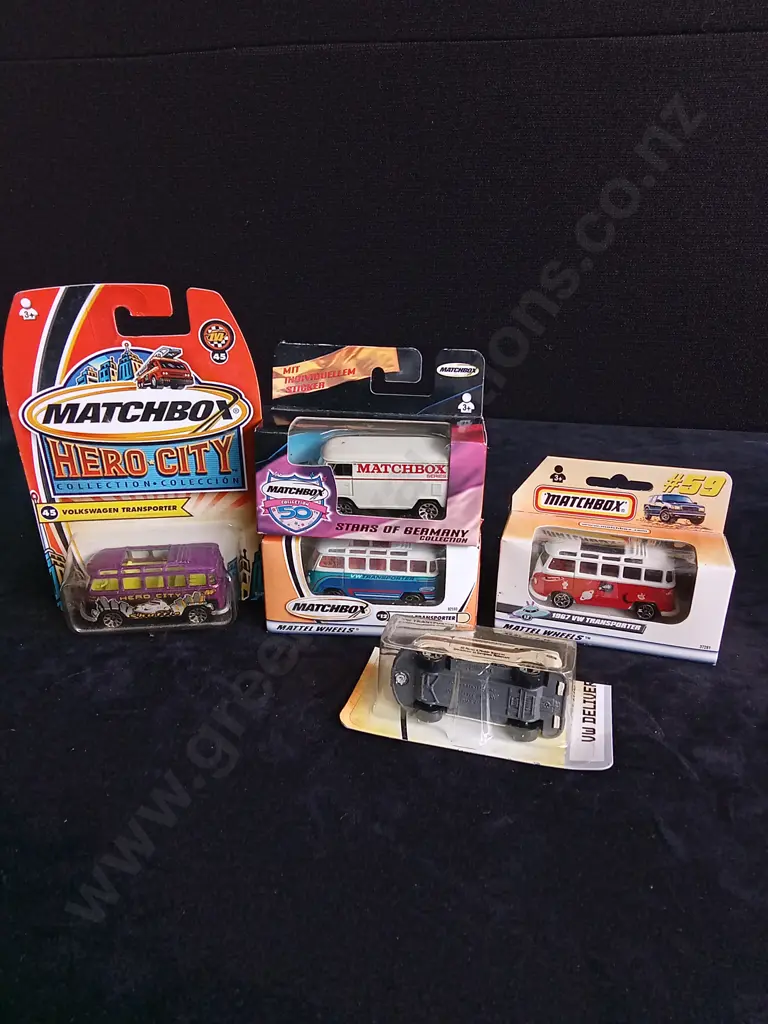 5 X 1:64 SCALE MATCHBOX VOLKSWAGEN MODELS, BOXED Image 1++