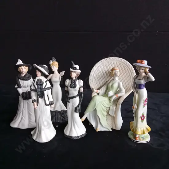 6 PORCELAIN LADY FIGURES TALLEST 21CM