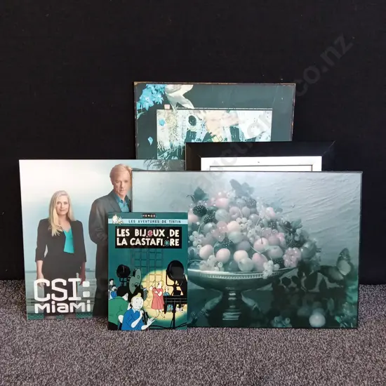 5 PIECES MISCELLANEOUS MIX OF ART PRINTS AND FRAME