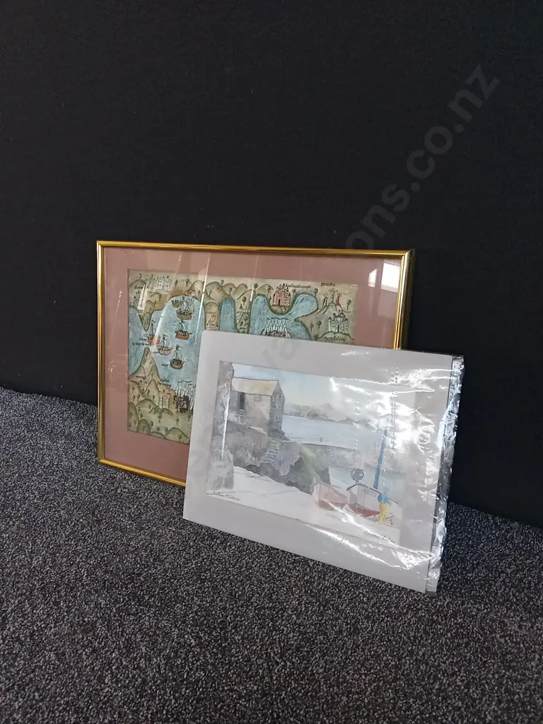 2 PIECES ART PRINTS, ONE FRAMED ONE PACKAGED Image 1++