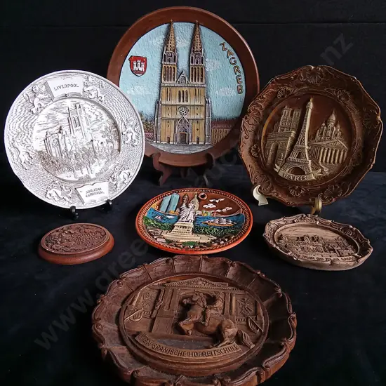 7 TRAVEL DECORATIVE WOODEN PLATES