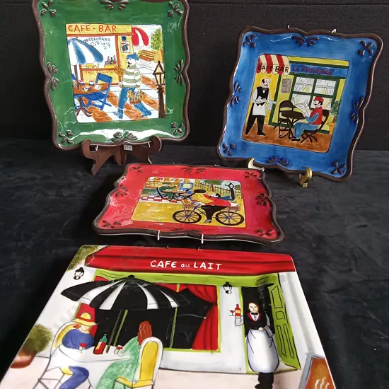 4 CAFE DECORATIVE PLATES