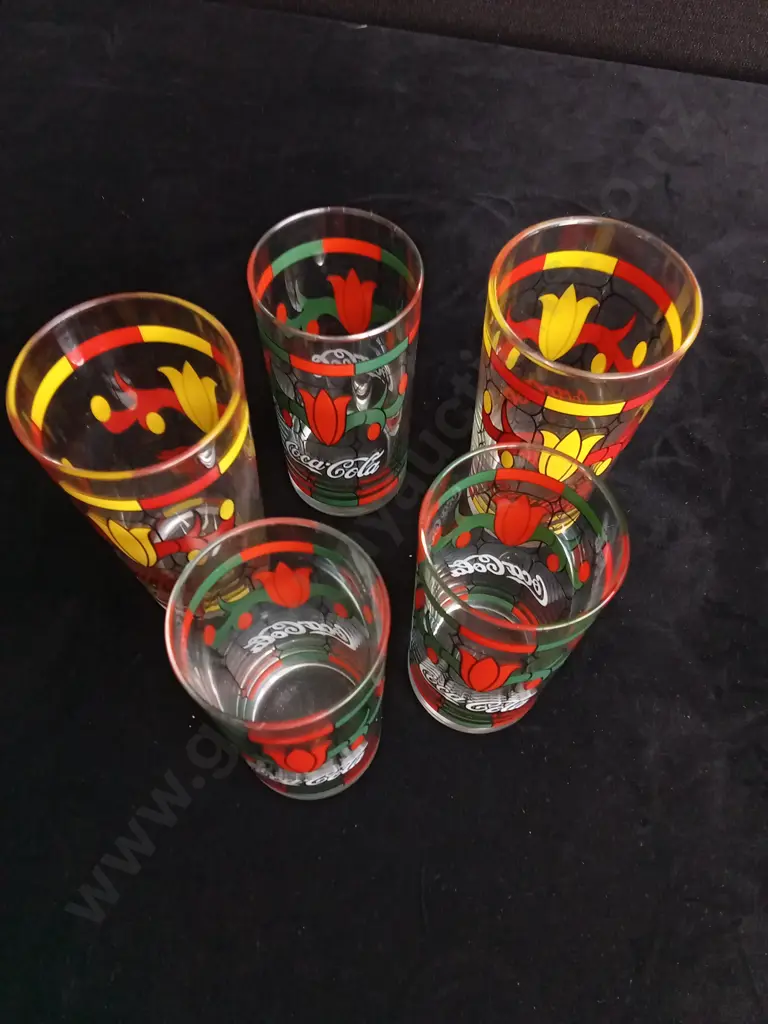 5 VINTAGE COCA COLA GLASSES Image 1++