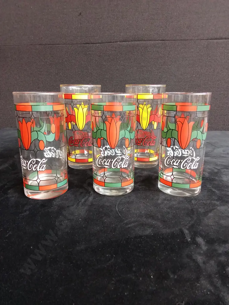 5 VINTAGE COCA COLA GLASSES Image 1++
