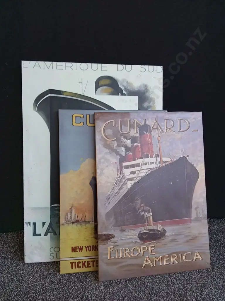 3 PIECES CANVAS BOAT PRINTS Image 1++