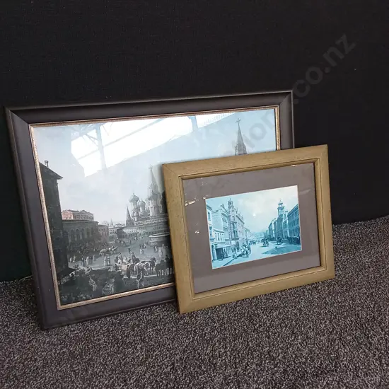 2 PIECES VINTAGE CITY LANDSCAPE FRAMED PRINTS