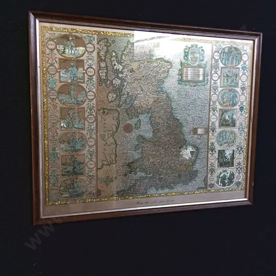 FRAMED BRITISH ISLES GOLD MAP