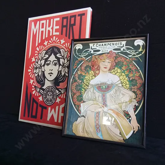 2 PIECES ART PRINTS FRAMED AND CANVAS