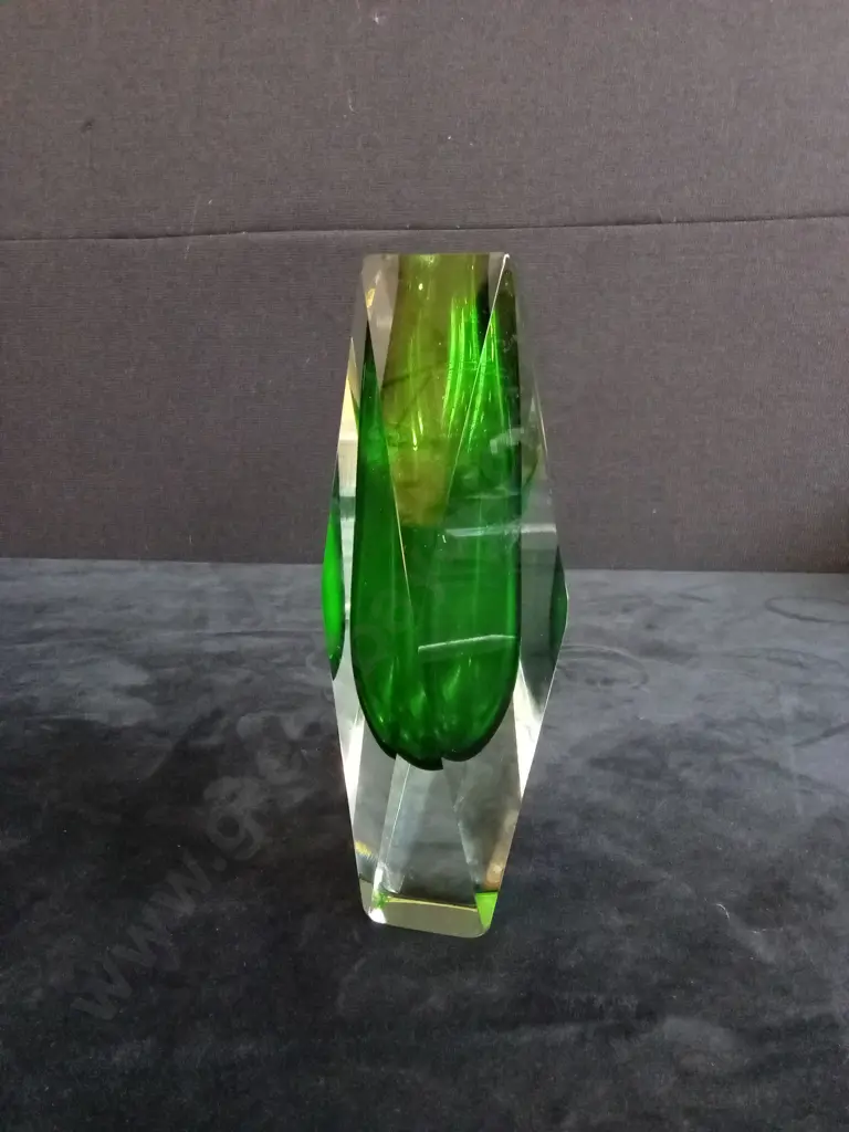 VINTAGE MURANO GLASS FACETED VASE H 20CM Image 1++
