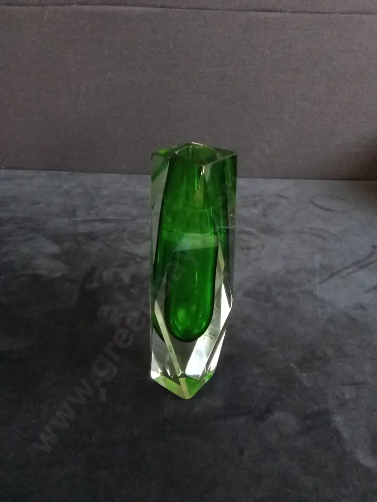 VINTAGE MURANO GLASS FACETED VASE H 20CM Image 1++