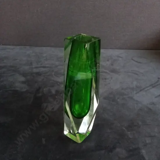 VINTAGE MURANO GLASS FACETED VASE H 20CM