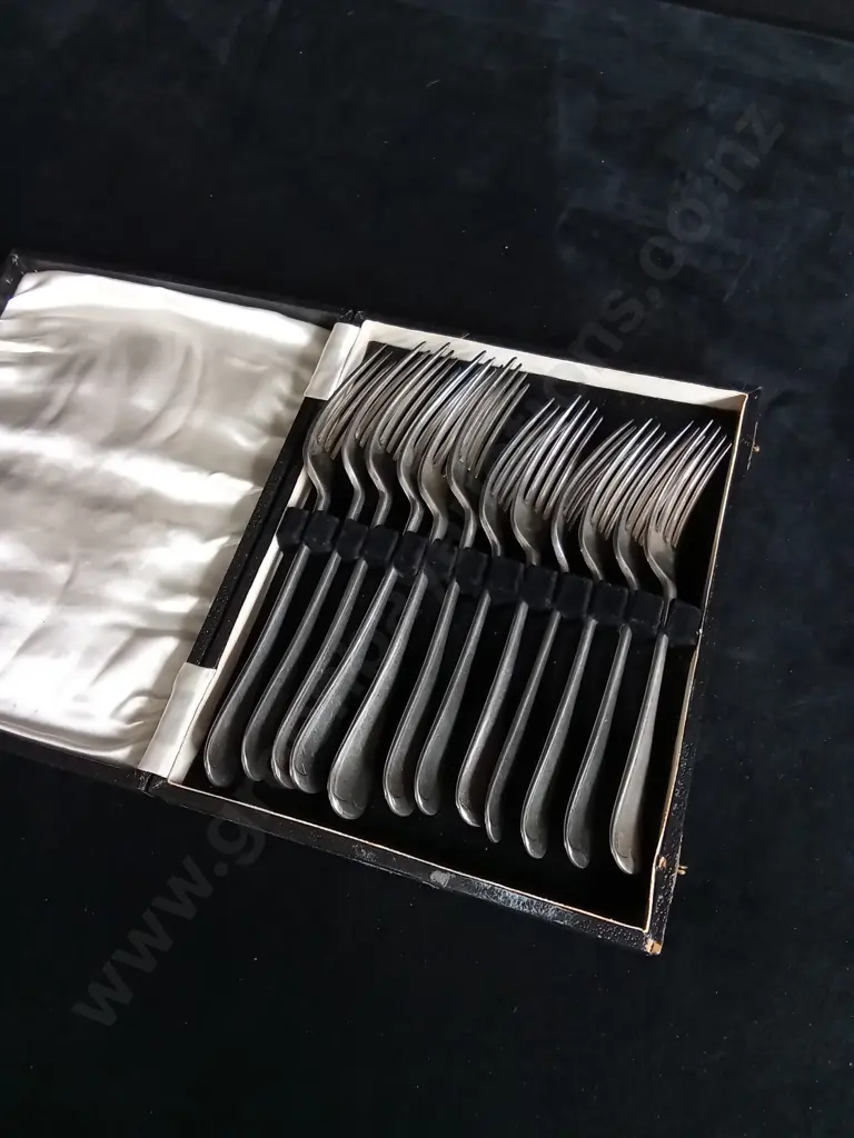 VINTAGE FORK SET, 12 PIECES TOTAL IN CASE Image 1++