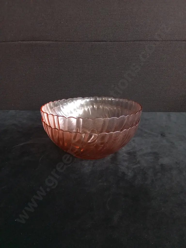 2 PIECES VINTAGE ARCOROC FRANCE PINK SWIRL BOWLS Image 1++