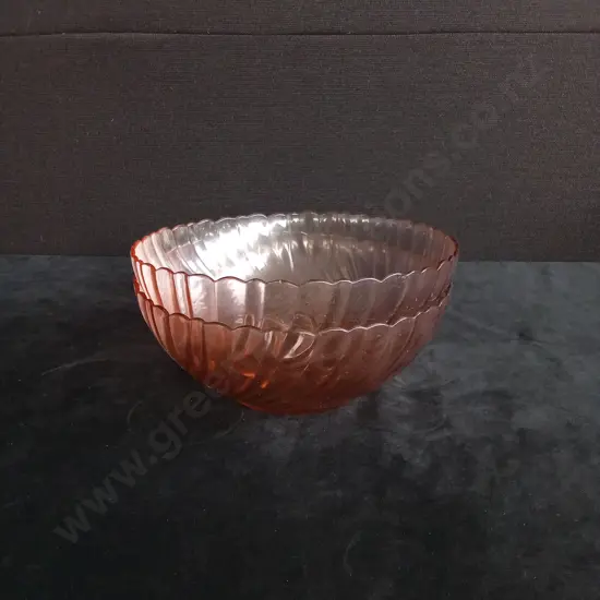 2 PIECES VINTAGE ARCOROC FRANCE PINK SWIRL BOWLS