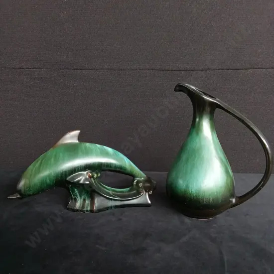BLUE MOUNTAIN POTTERY DOLPHIN AND JUG