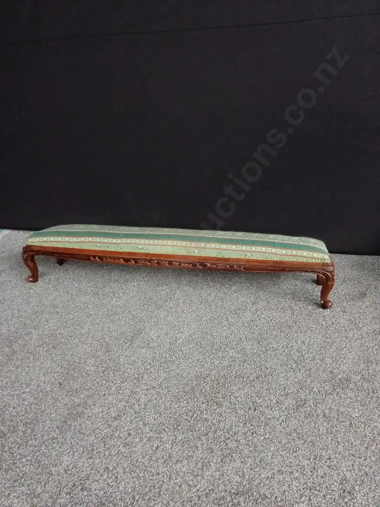 ANTIQUE UPHOLSTERED LONG FOOTSTOOL LENGTH 1.26M Image 1++