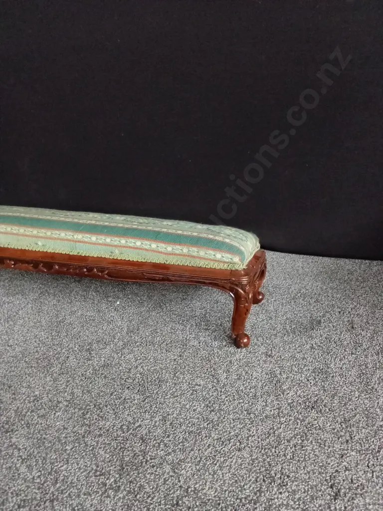 ANTIQUE UPHOLSTERED LONG FOOTSTOOL LENGTH 1.26M Image 1++
