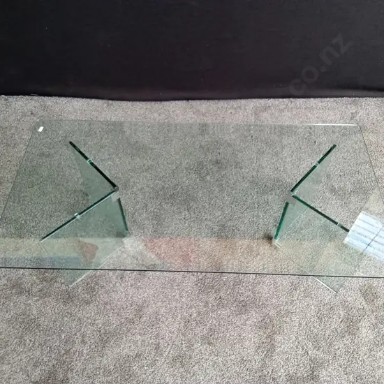 GLASS COFFEE TABLE ON 2 GLASS LEGS