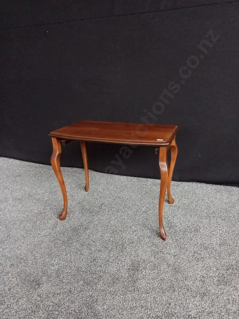 WOODEN TABLE WITH CURVED LEGS H 47CM X 59CM W Image 1++
