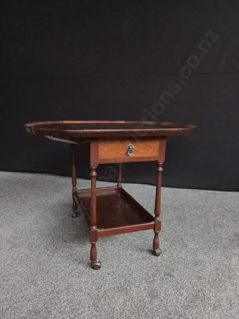 VINTAGE WOODEN TEA TROLLEY H 66CM X 80CM Image 1++