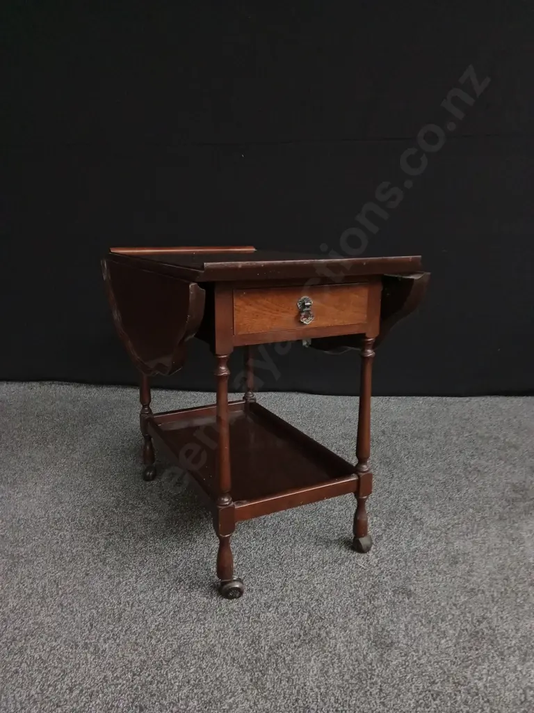 VINTAGE WOODEN TEA TROLLEY H 66CM X 80CM Image 1++